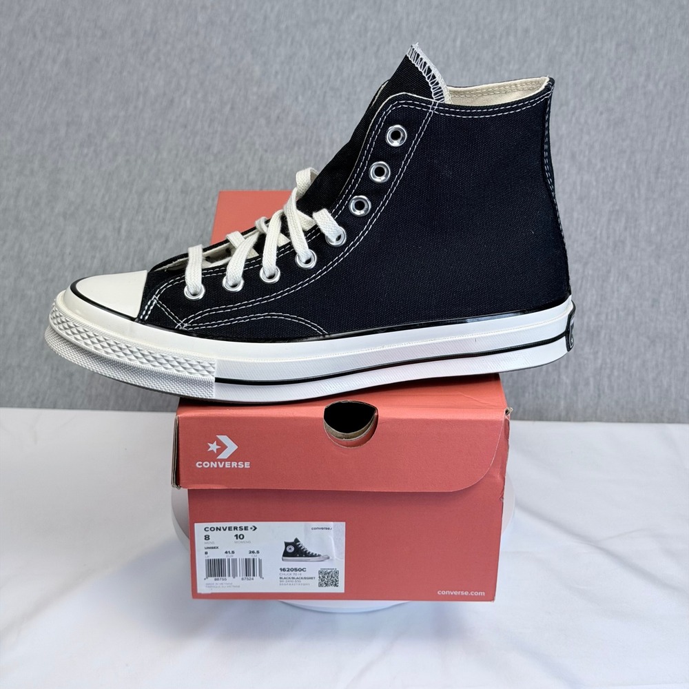 Converse Chuck 70 High Top Black Egret Canvas Sneakers 162050C Mens 8 Womens 10